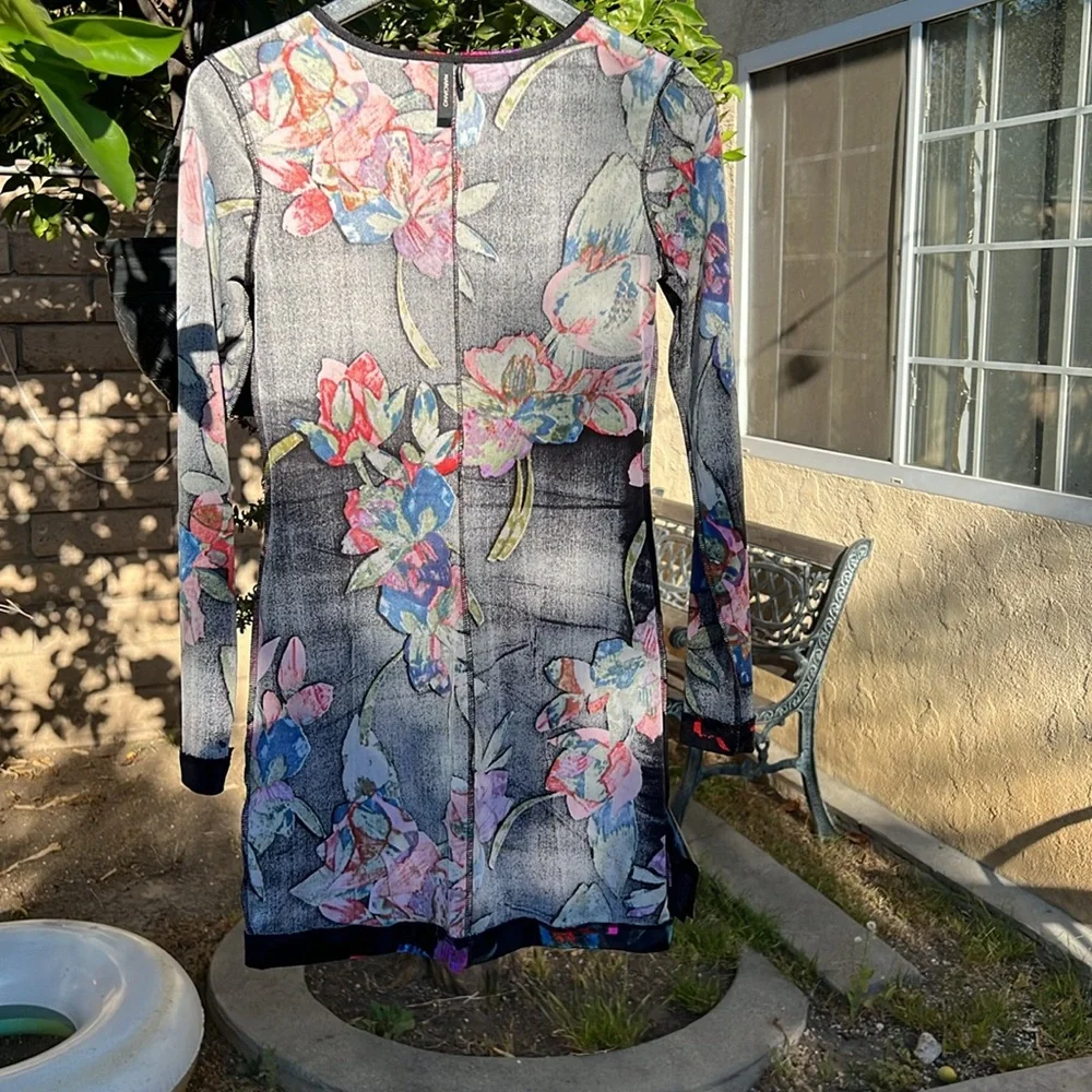 Marciano Nocturnal Floral Stretchy Velvet Mini Dress sz S - Picture 11 of 16